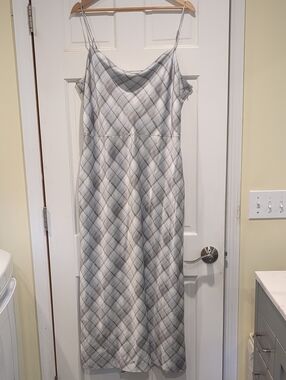 Vince Gray Slip Dress Window Pane Print Plus Size